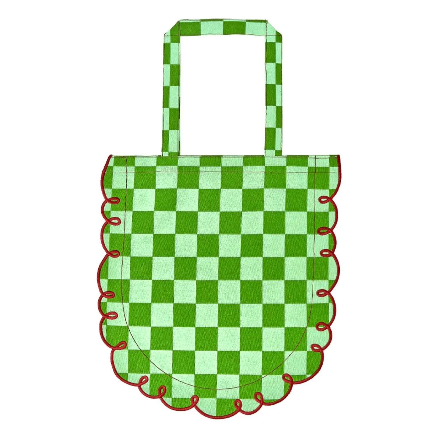 Bitossi - Bolso tote de algodón a cuadros Dama Verde | Verde