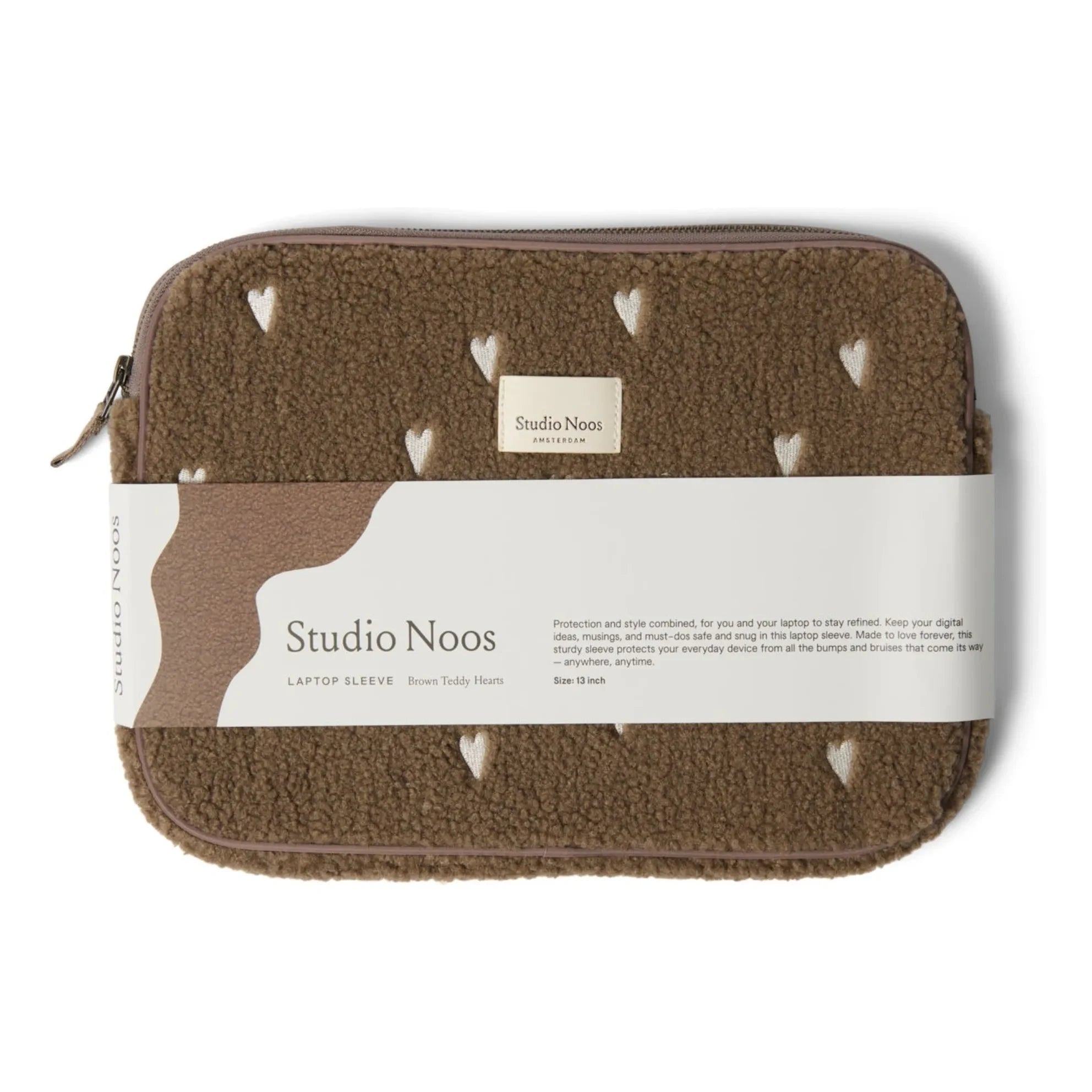 Studio Noos - Bolso para portátil con estampado de corazón | Marrón