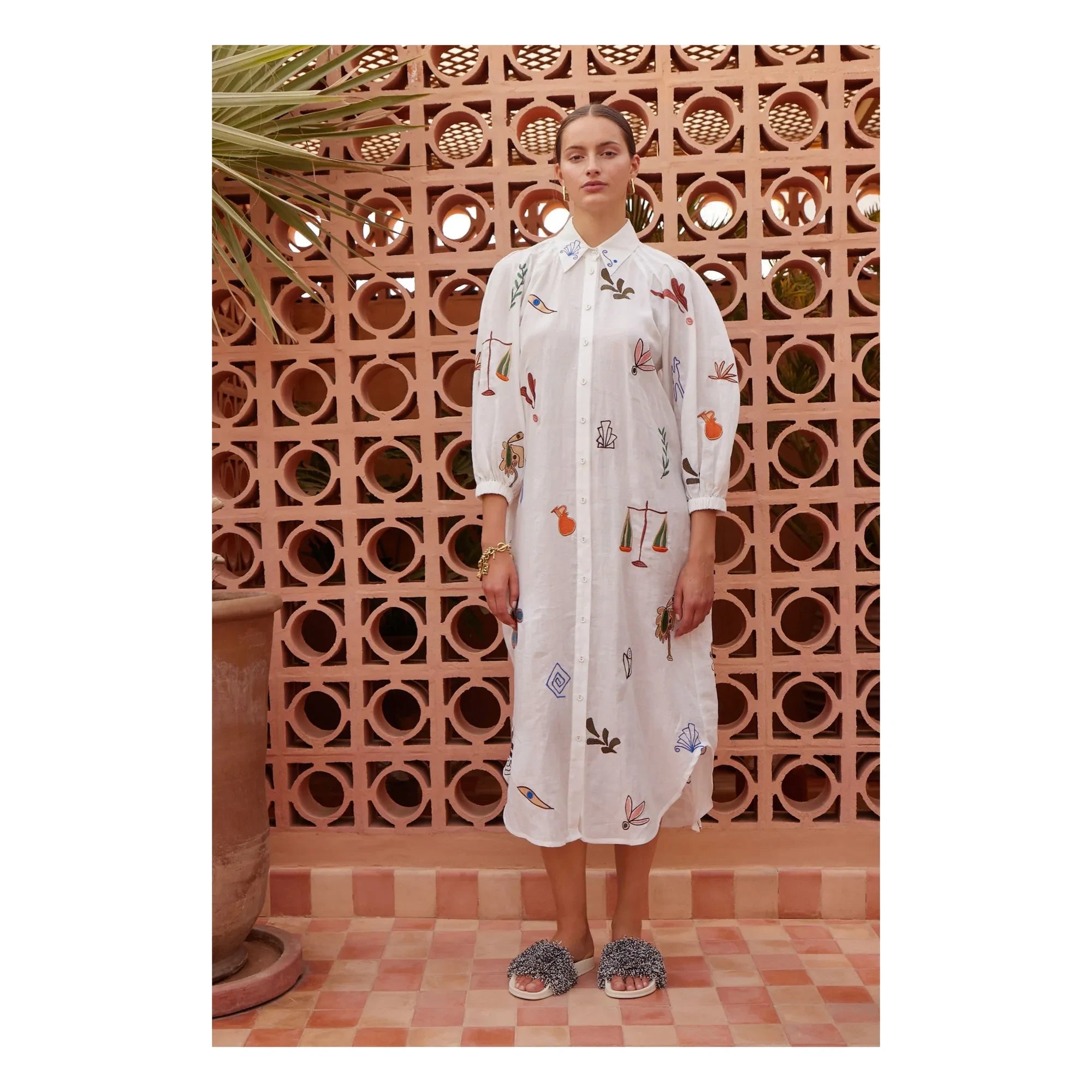 Alémais - Vestido bordado Mina | Blanco