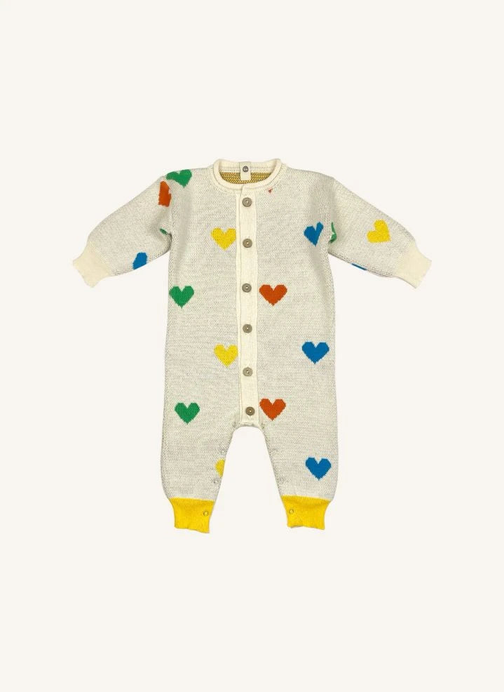 Bayiri - Corazones adorables Pelele de Algodón Orgánico | Ecru