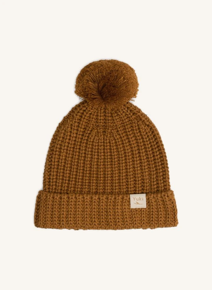 Yuki - Gorro de punto de algodón orgánico | Marrón