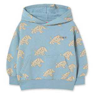 Tinycottons - Sudadera con capucha de algodón orgánico con estampado de perro | Azul claro