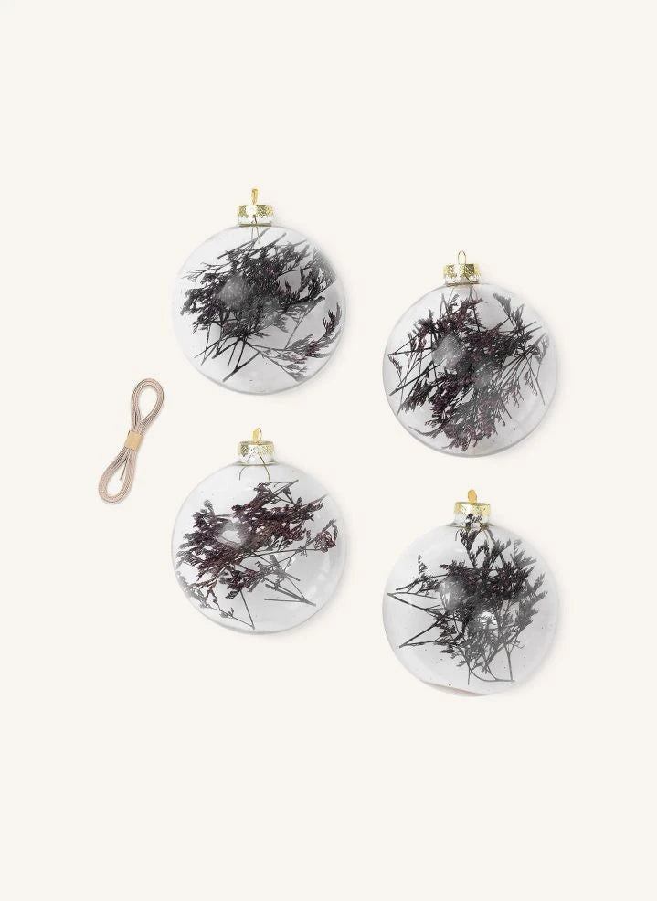 Ferm Living - Adornos de Navidad Flora de Vidrio - Set de 4 | Ciruela