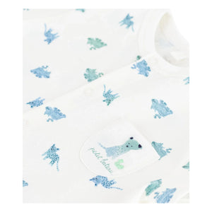 Petit Bateau - Mono de algodón orgánico con estampado de animales | Blanco