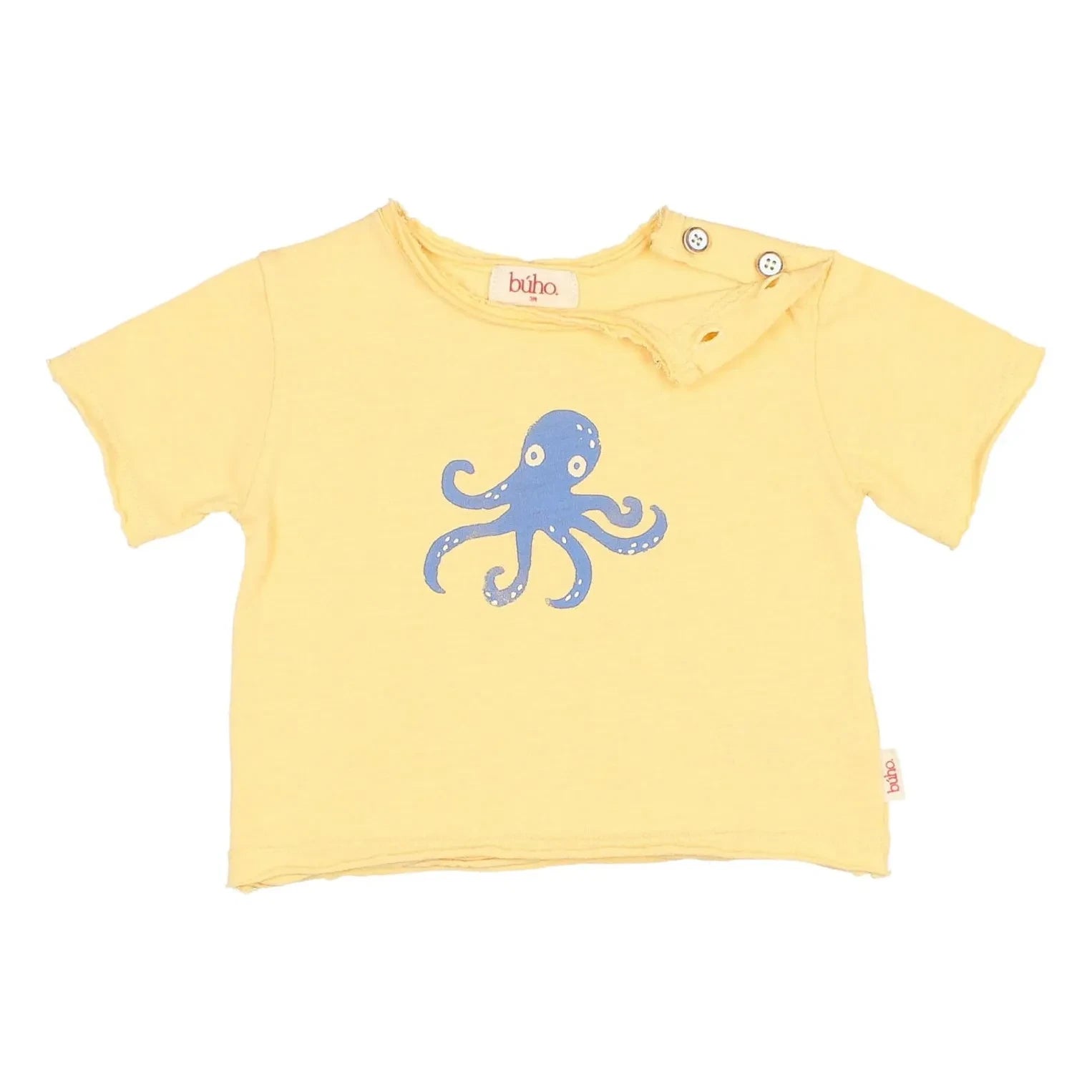 Búho - Camiseta pulpo de algodón orgánico | Amarillo