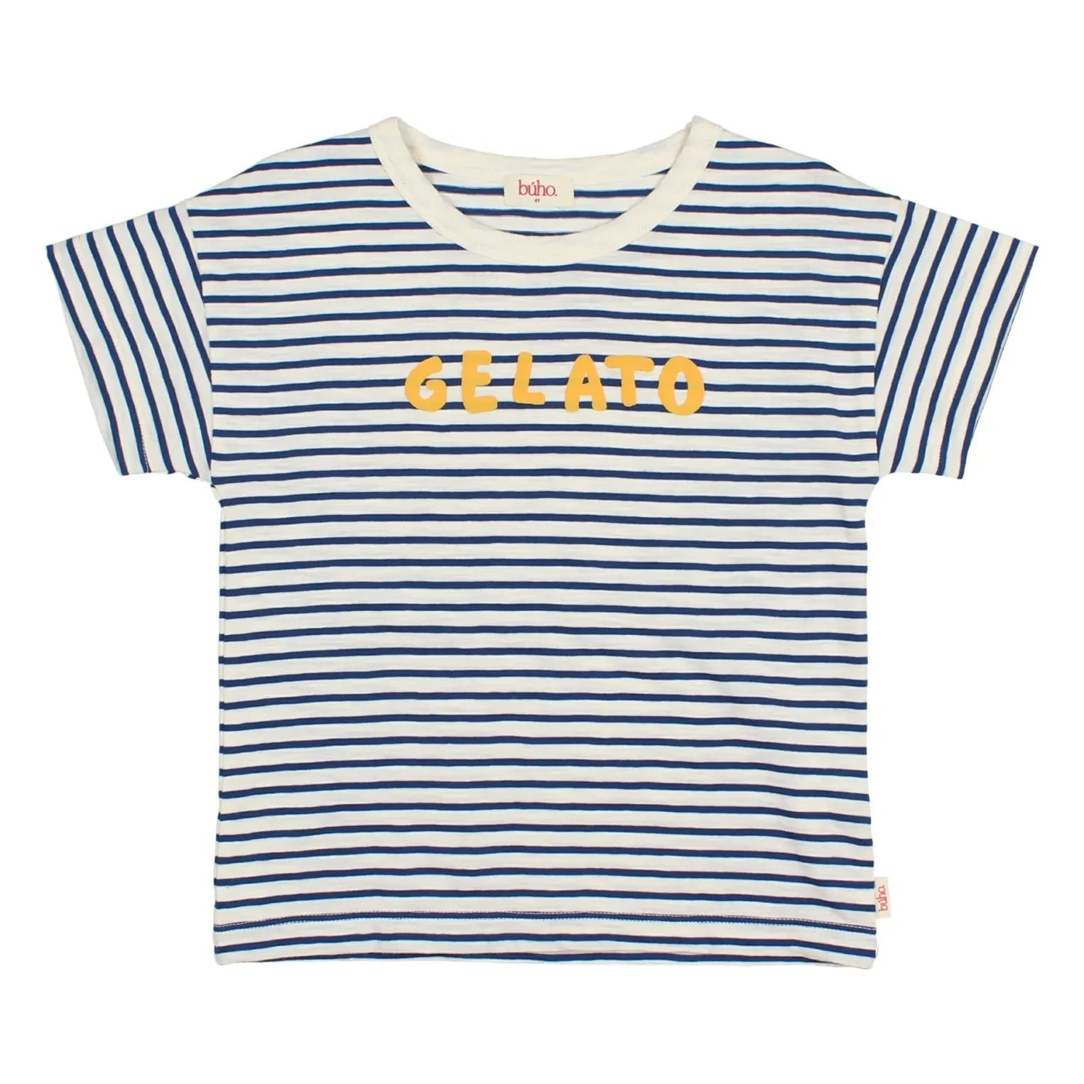 Búho - Camiseta de algodón orgánico Gelato de rayas | Azul marino