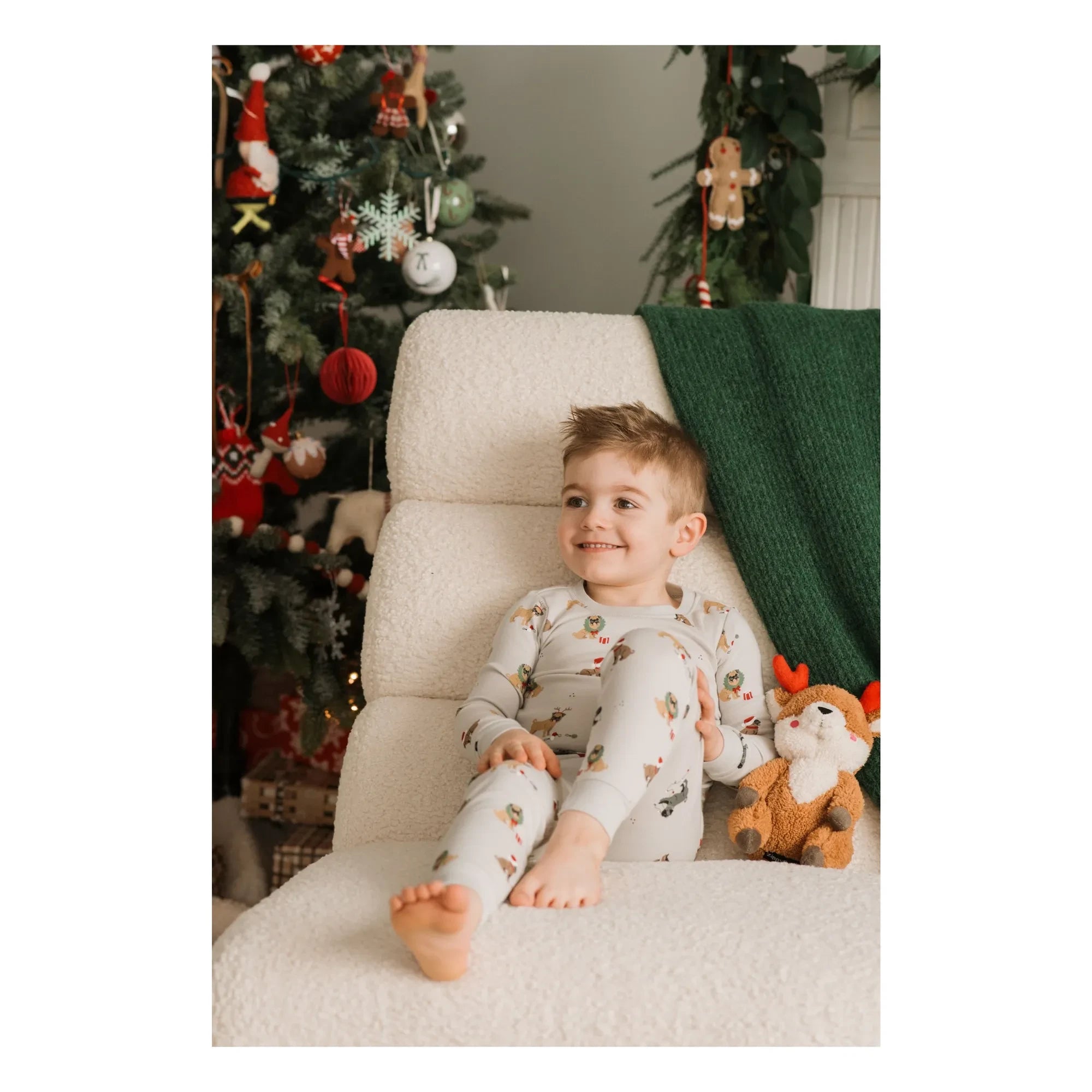Petit Lem - Pijama de algodón orgánico con carlinos | Gris