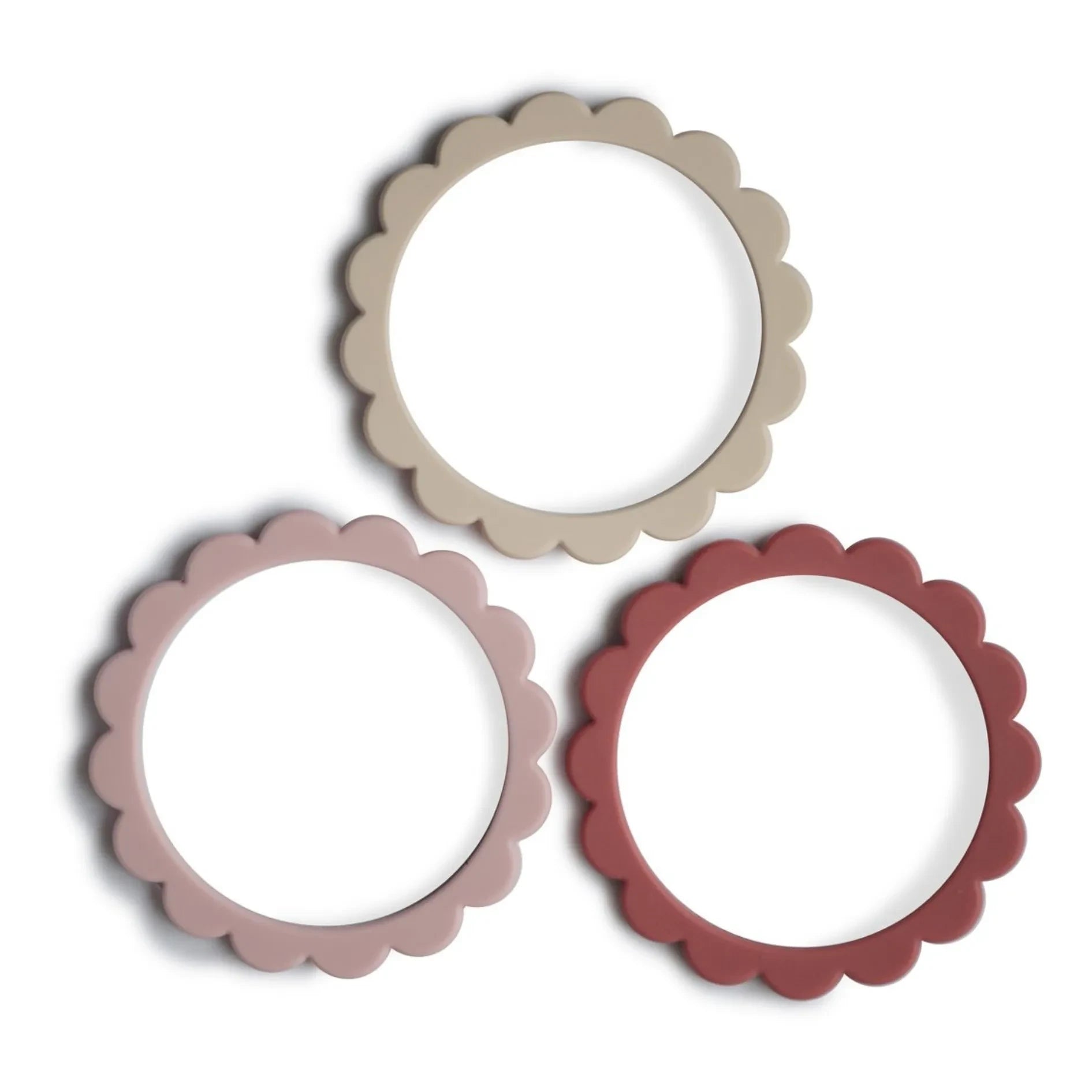 Mushie - Pulseras Mordedoras de Silicona - Set de 3 | Rosa