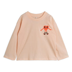 Mini Rodini - Camiseta Corazón Algodón Orgánico | Rosa Empolvado