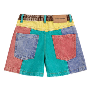 Bobo Choses - Shorts vaqueros de algodón orgánico con bloques de color | Turquesa