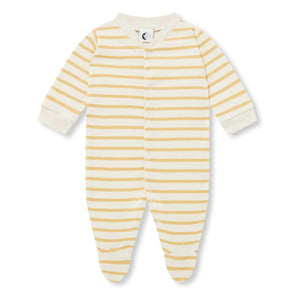 Sleepy Doe - Pijama de algodón orgánico a rayas con pies | Amarillo