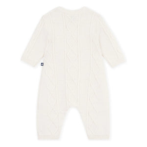 Petit Bateau - Yün Bükümlü Örgü Tulum | Beyaz