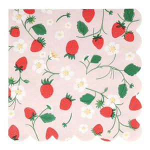 Meri Meri - Servilletas de papel con diseño de fresas - Juego de 16