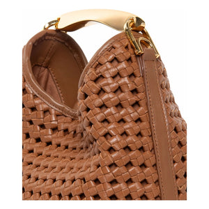 Elleme - Bolso de Piel Pequeño Boomerang Trenzado | Coñac