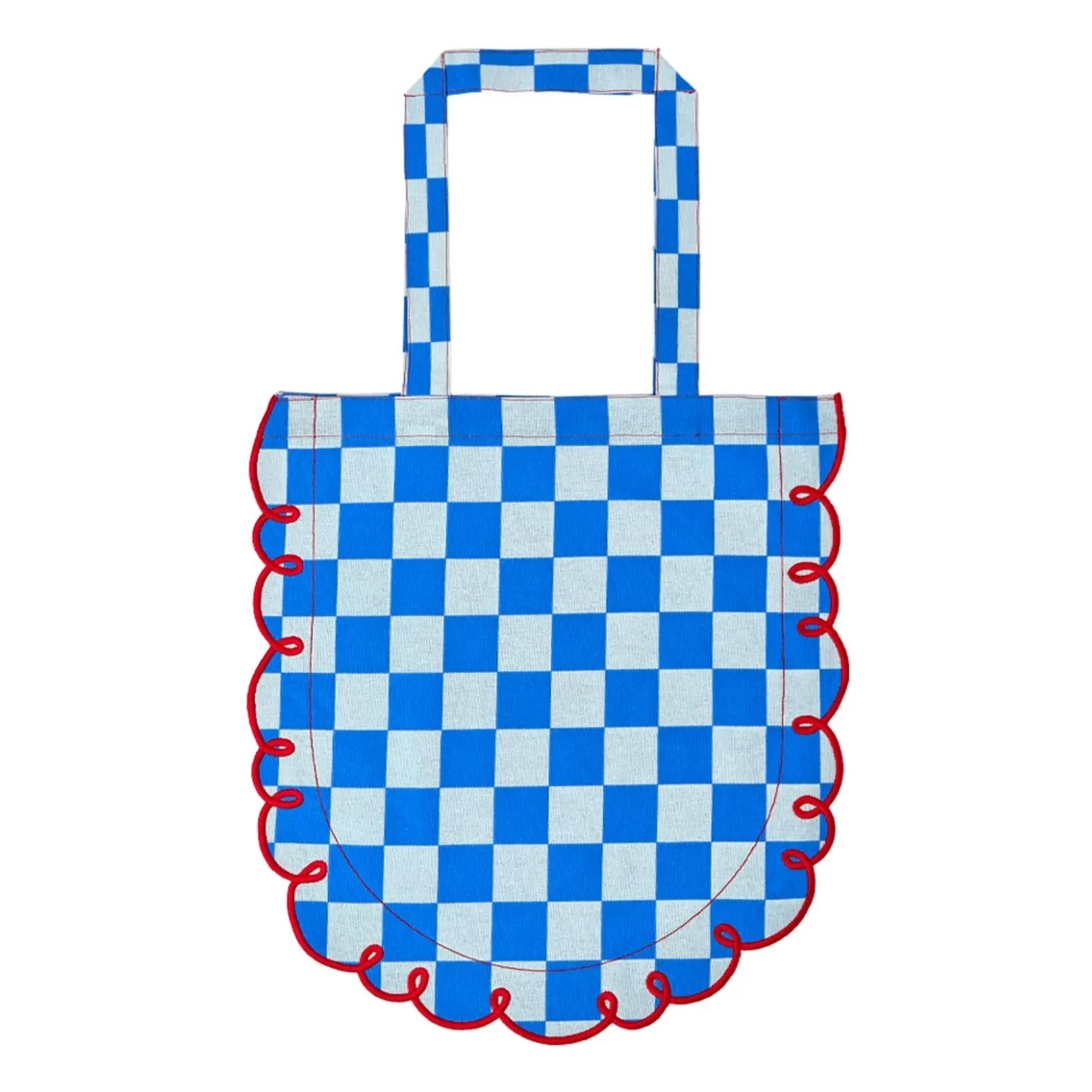 Bitossi - Bolso tote de algodón guinga Dama Azzurro | Azul