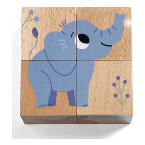 Djeco - Cubos de Puzle de Madera Wild & Co