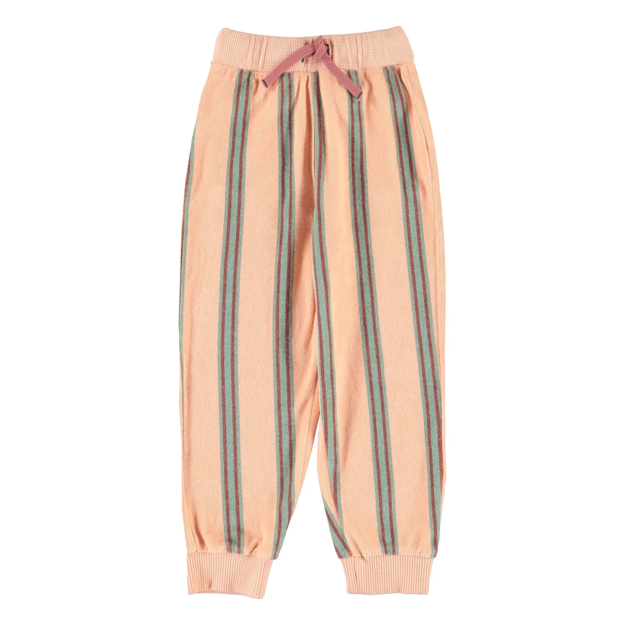 Piupiuchick - Pantalón Jogger de Rizo de Algodón Orgánico a Rayas | Rosa