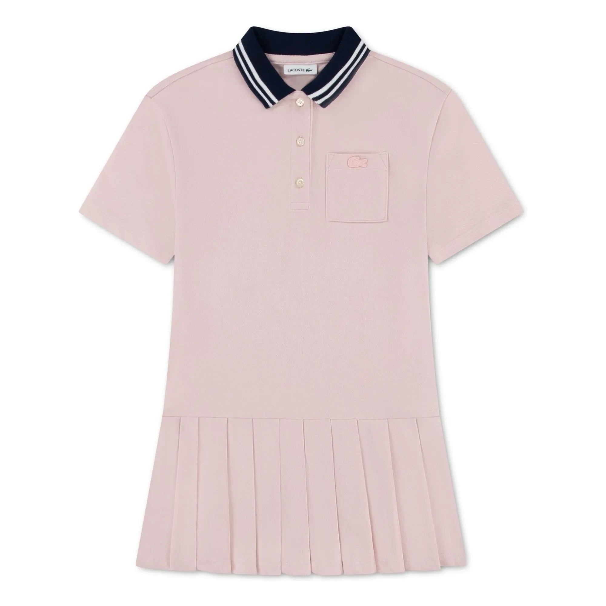 Lacoste - Vestido polo plisado de algodón orgánico | Rosa pálido