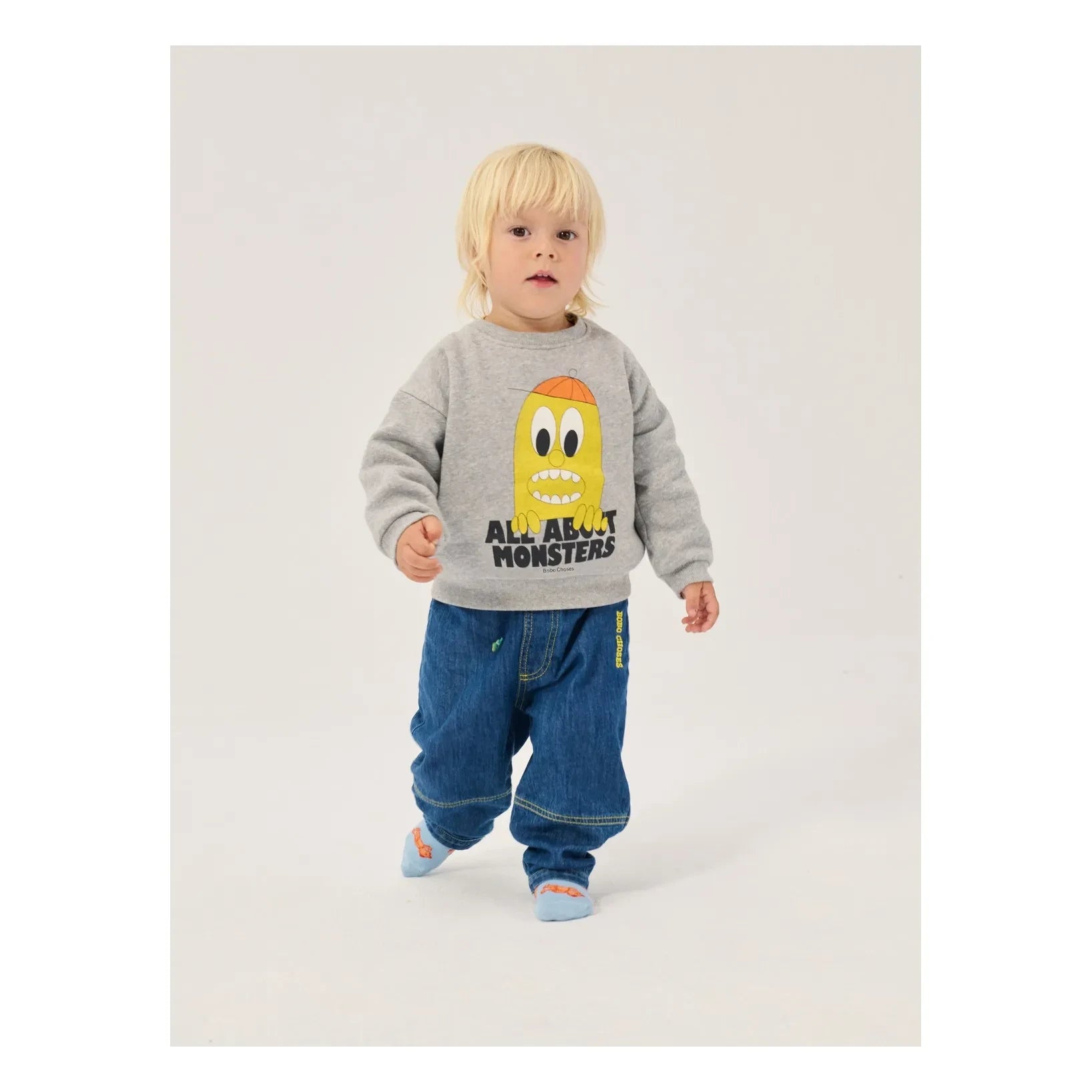 Bobo Choses - Sudadera de Bebé All About Monsters de Algodón Orgánico | Gris Jaspeado