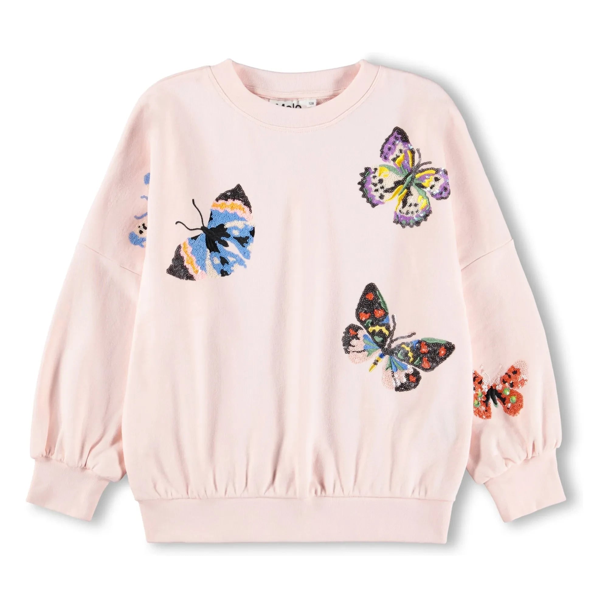 Molo - Sudadera Marika de algodón orgánico con mariposas | Rosa claro