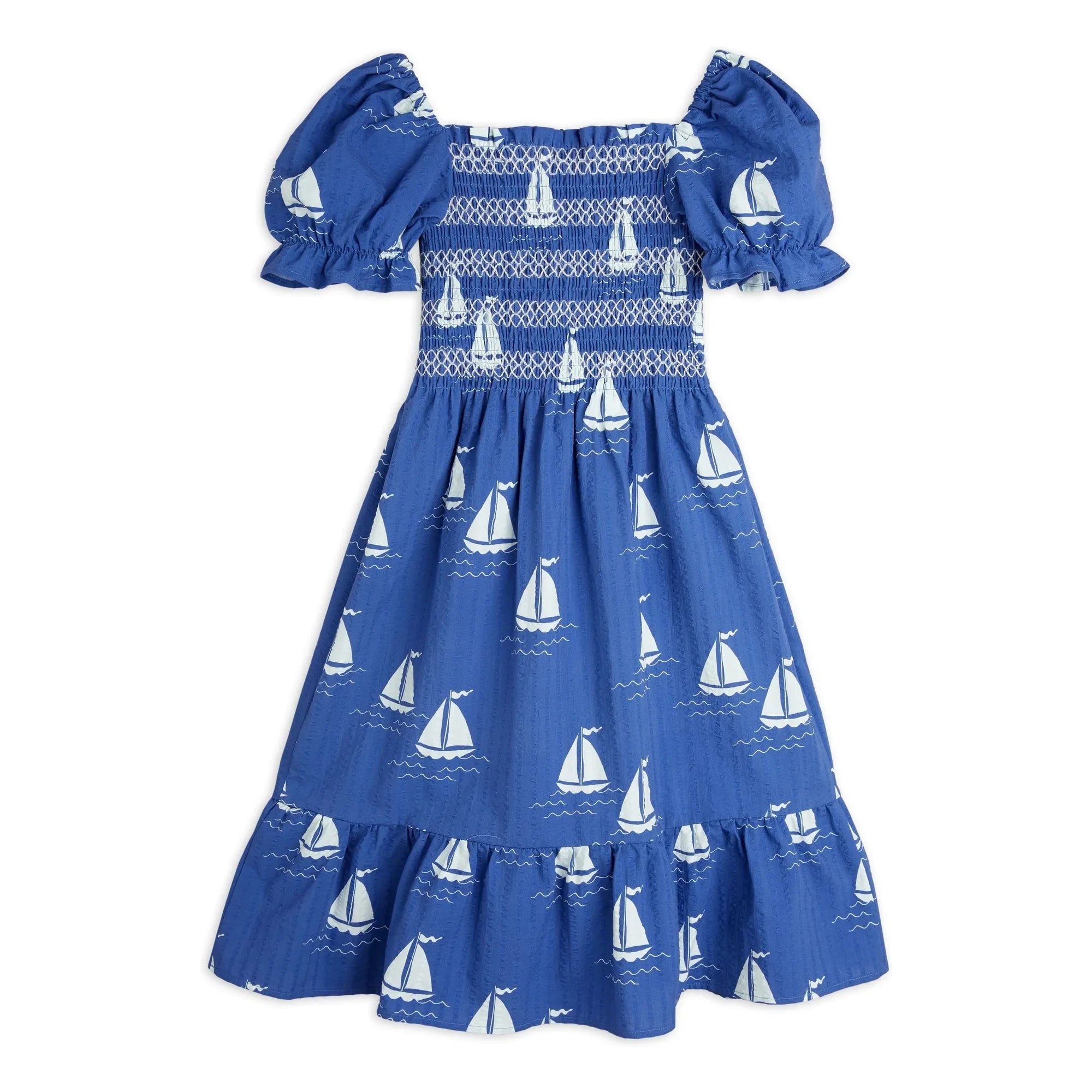 Mini Rodini - Vestido de algodón orgánico Bateaux | Azul