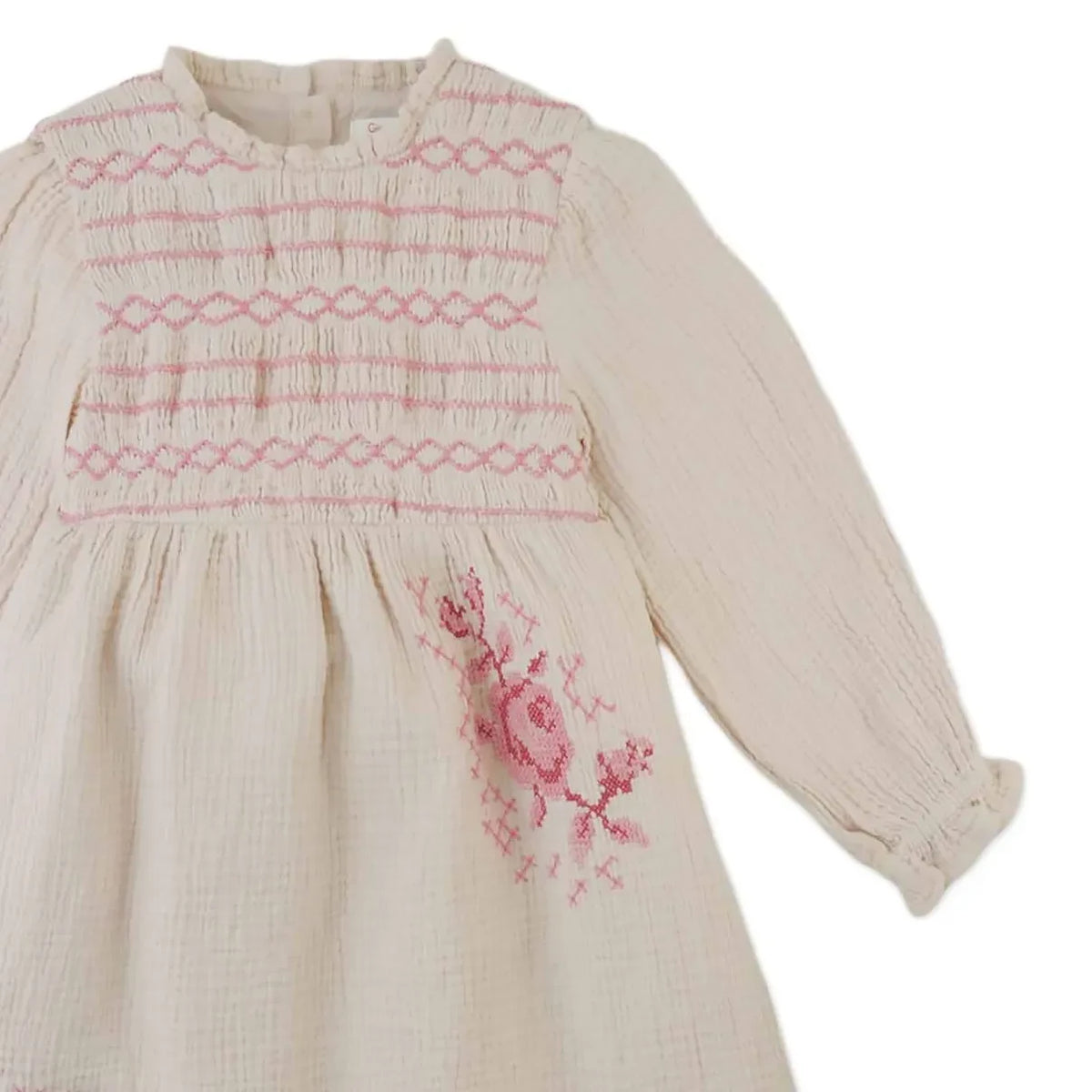 Gingersnaps - Vestido bordado Emmaline Gasa de algodón | Beige