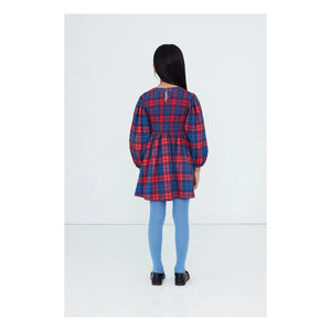Tinycottons - Ekose Büzgülü Elbise | Mavi
