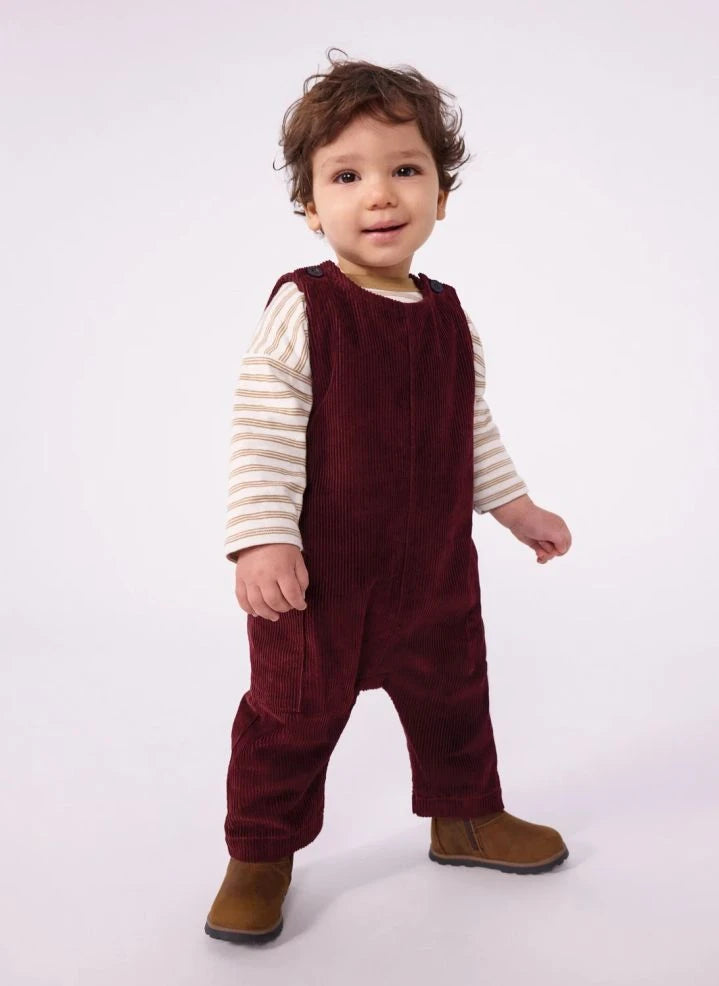 Petit Bateau - Mono de algodón orgánico con textura aterciopelada | Burdeos