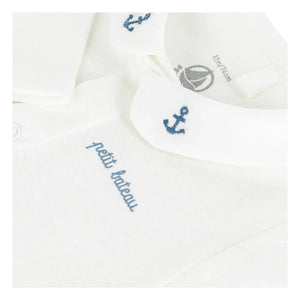Petit Bateau - Body de algodón orgánico con cuello bordado | Azul