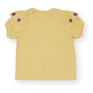 Goldie + Ace - Camiseta con volantes y detalle de fresa | Amarillo