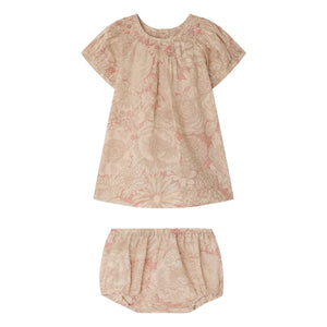 Bonpoint - Vestido fruncido de algodón orgánico Lucia Fleurie | Rosa pálido