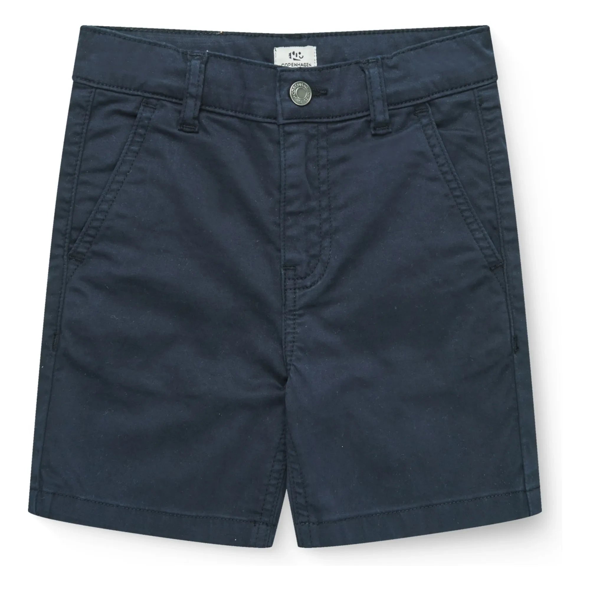 Copenhagen Colors - Pantalón corto de sarga de algodón orgánico con bajo cosido | Azul marino