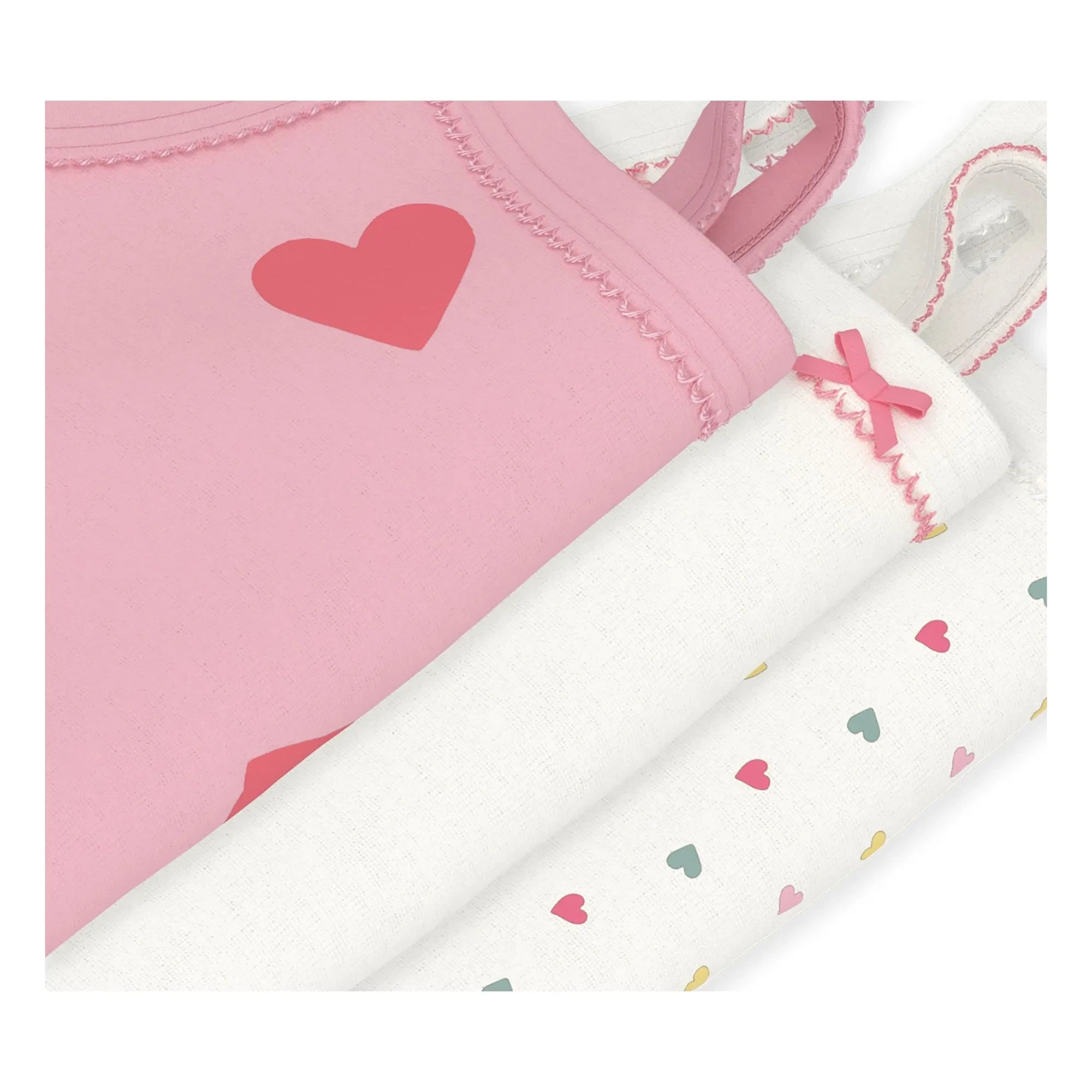 Petit Bateau - Conjunto de 3 Bodys de Algodón Orgánico con Tirantes y Estampado de Corazones | Rosa