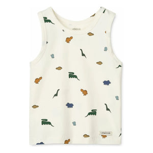 Liewood - Camisetas de algodón orgánico con diseño de dinosaurio Faris (paquete de 2) | Crudo