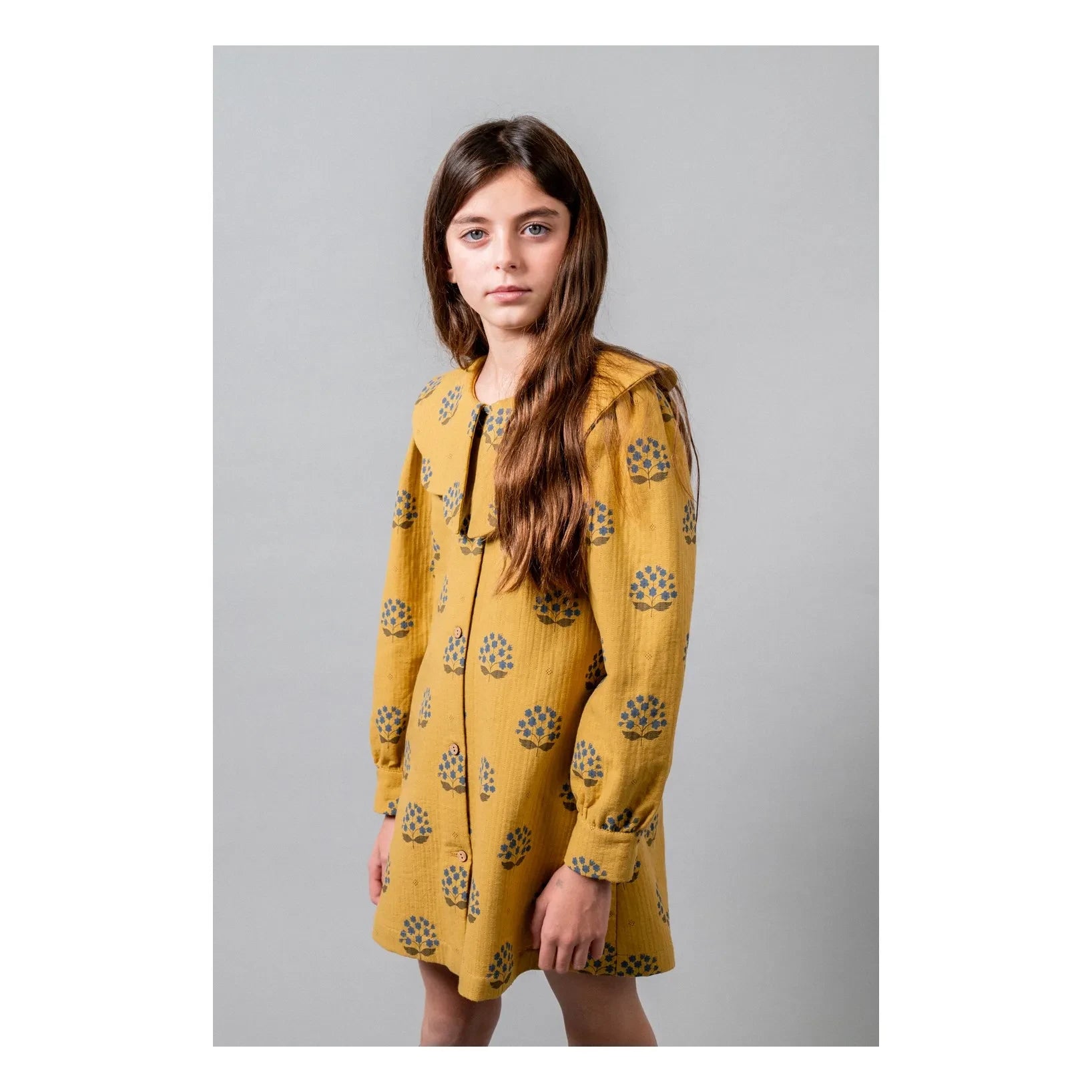 birinit - Vestido Arboleda Flores de Algodón Orgánico | Amarillo