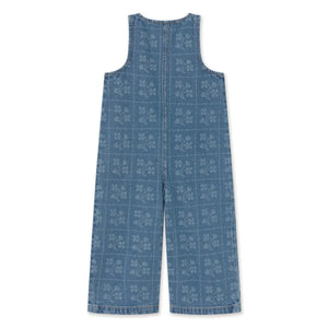Tinycottons - Çiçekli Denim Salopet | Mavi