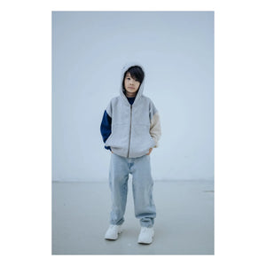 Repose AMS - Sudadera con cremallera tricolor de algodón orgánico | Gris