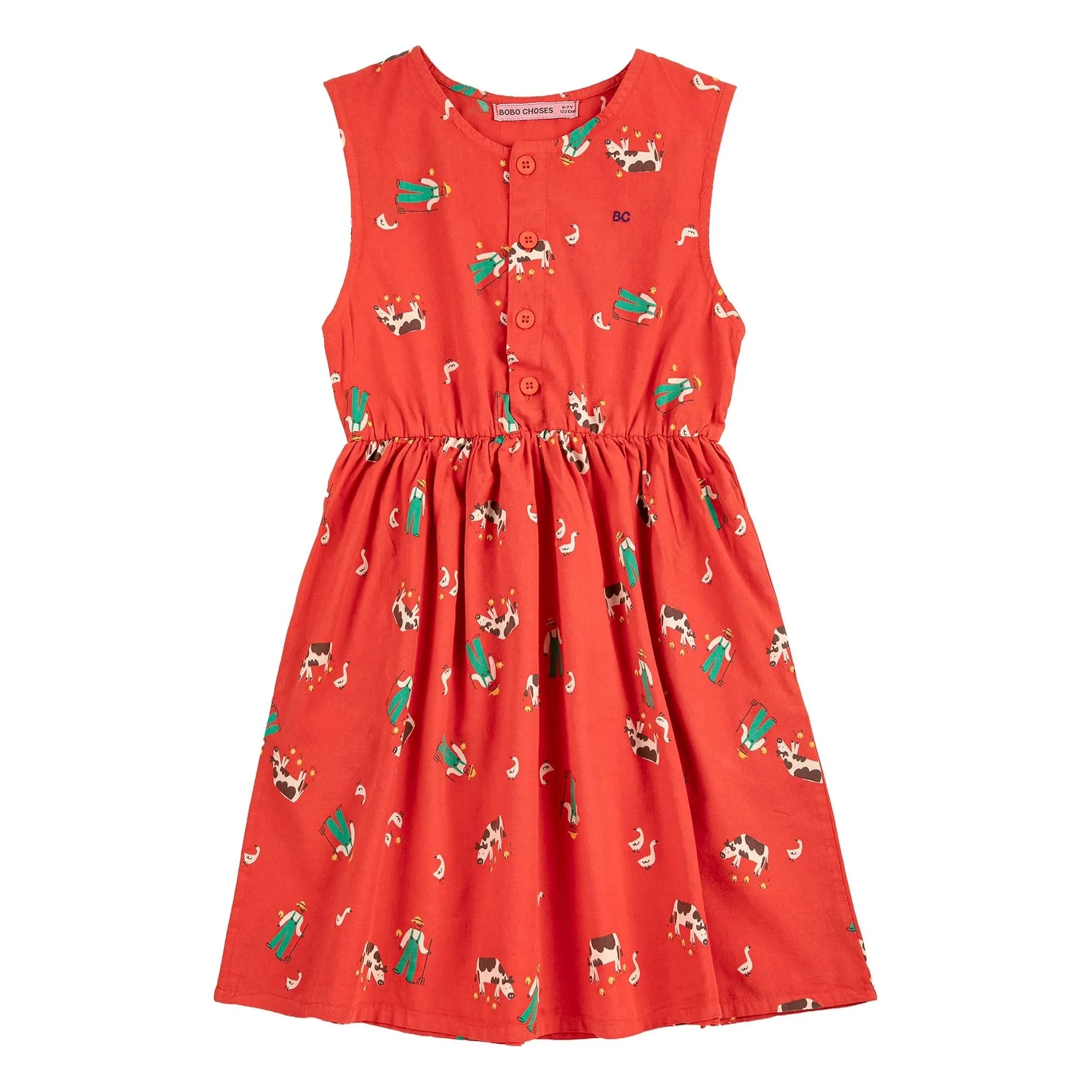 Bobo Choses - Vestido de granja de algodón orgánico | Rojo