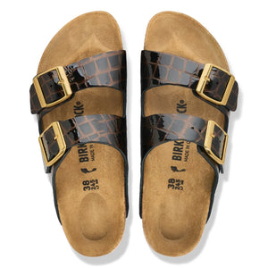 BIRKENSTOCK - Timsah Desenli Deri Arizona Sandalet | Siyah