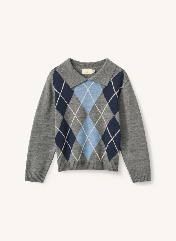 Copenhagen Colors - Jersey Argyle de lana merino | Gris