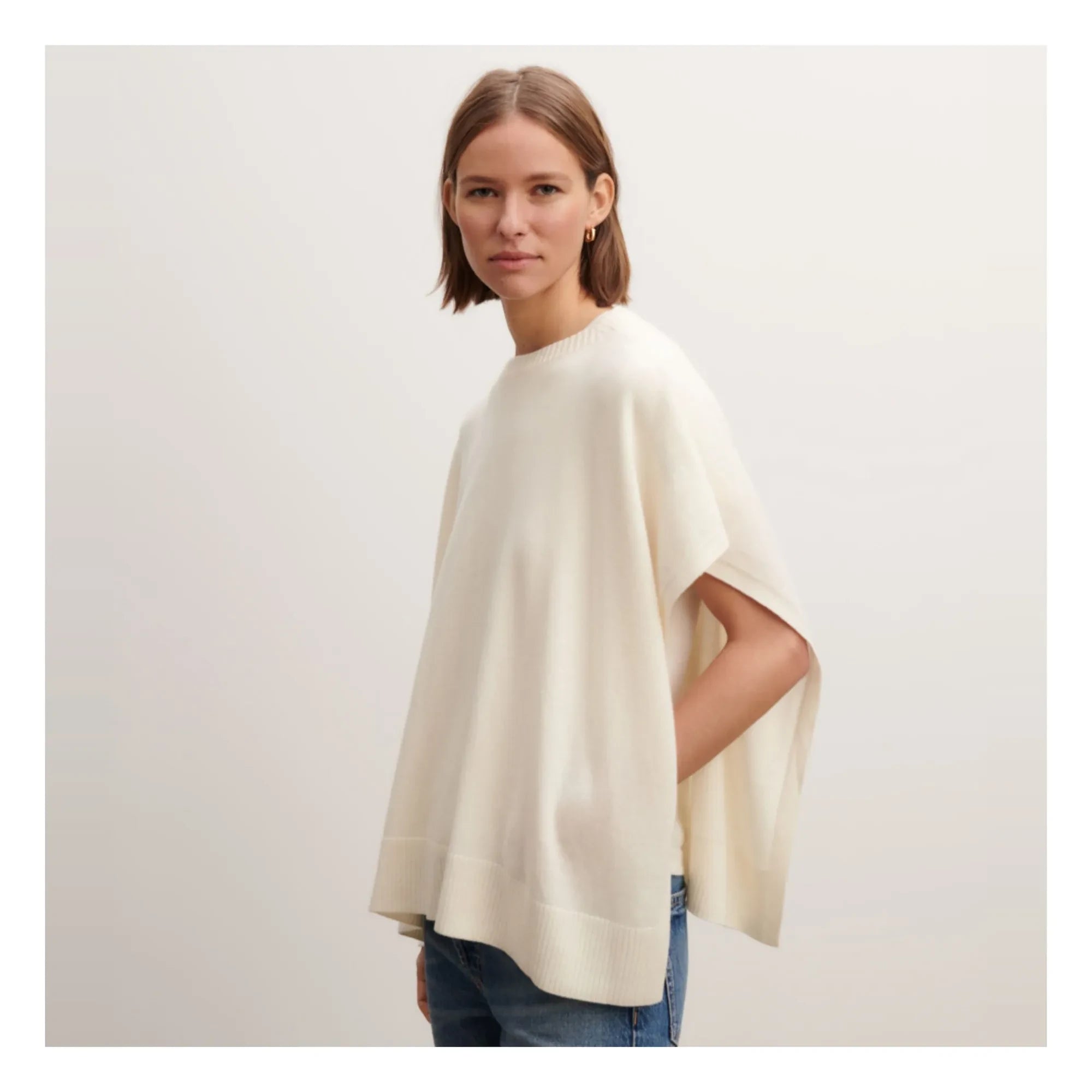 Bompard - Poncho de cuello barco de cachemira | Natural