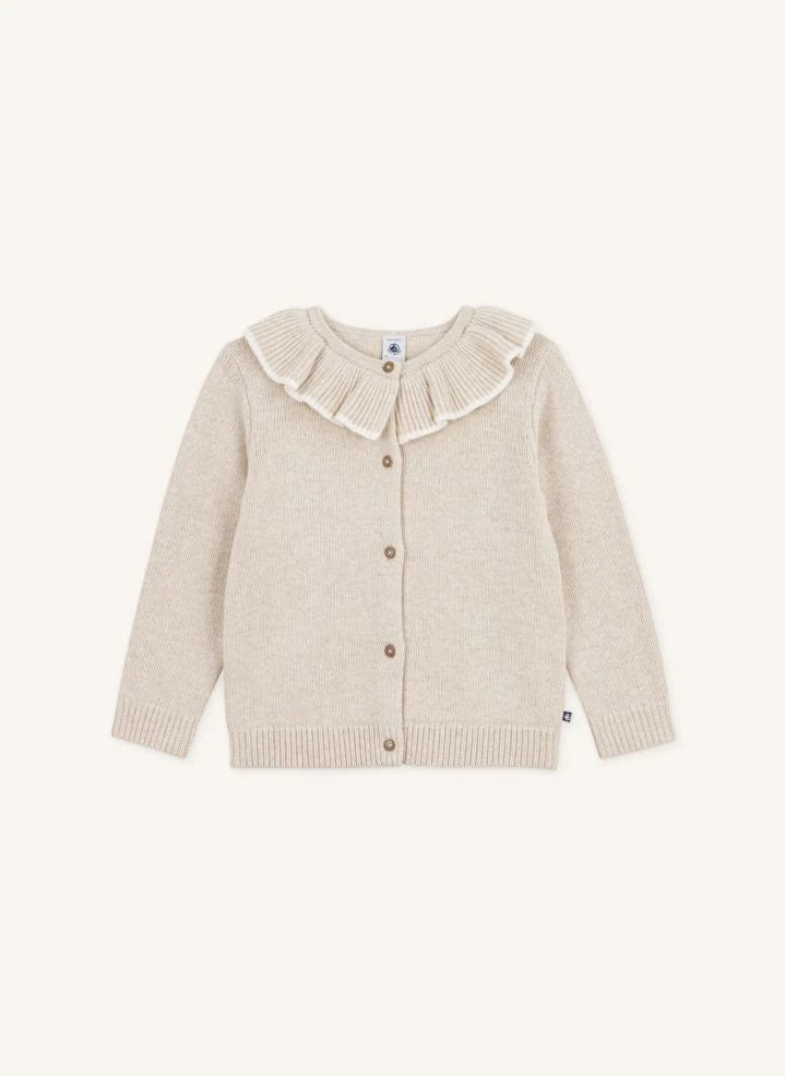 Petit Bateau - Cárdigan con cuello de lana | Heather beige