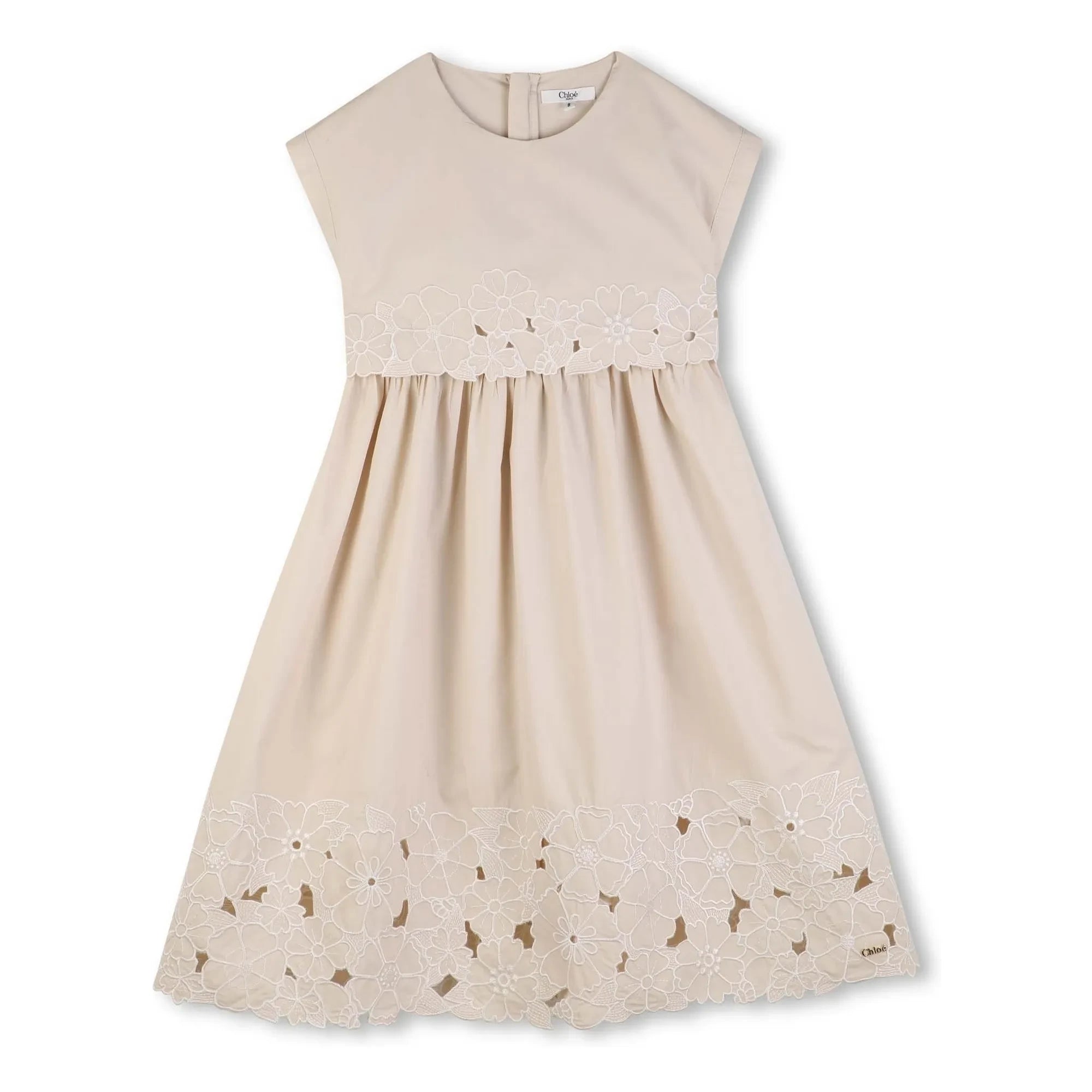 Chloé - Vestido de algodón orgánico bordado | Rosa empolvado