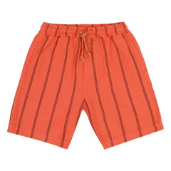 Jenest - Knox Shorts de Algodón Orgánico a Rayas | Rojo