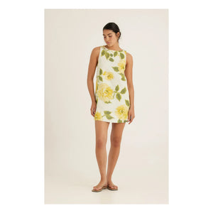 Peony - Vestido Recto de Lino | Amarillo