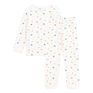 Petit Bateau - Conjunto de Pijama de Corazones de Algodón Orgánico | Blanco