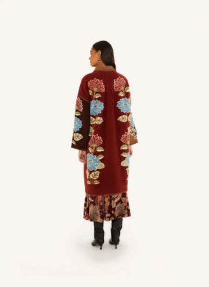 Farm Rio - Abrigo Delhi con estampado floral | Marrón