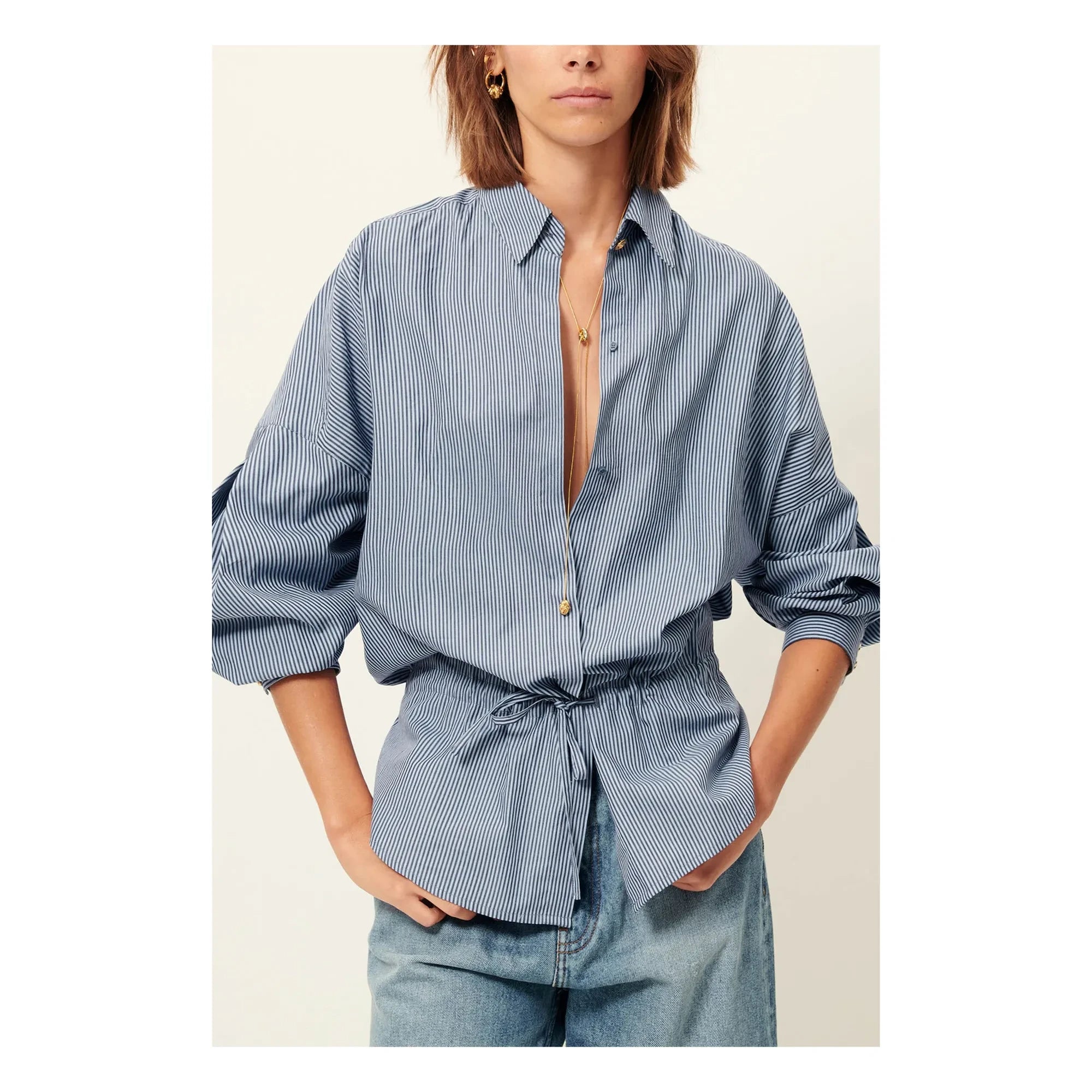 Sessùn - Blusa de algodón a rayas Santalin | Azul
