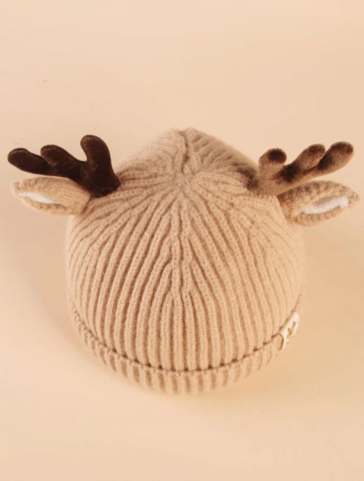 Dinossi - Gorro Infantil de Reno con Cuernos y Orejas Crema