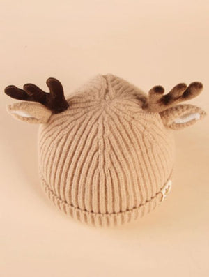 Dinossi - Gorro Infantil de Reno con Cuernos y Orejas Crema